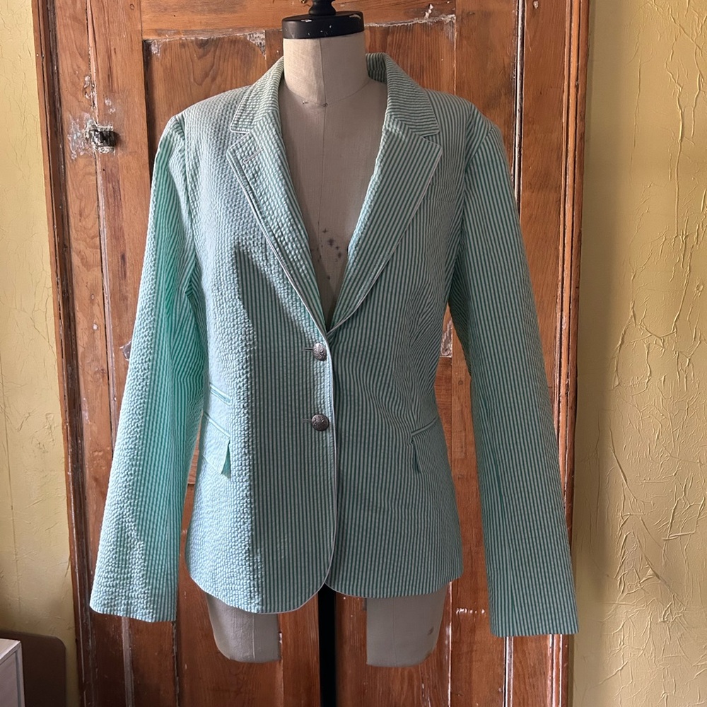 New Banana Republic Women's Blazer seersucker pin stripes  14
